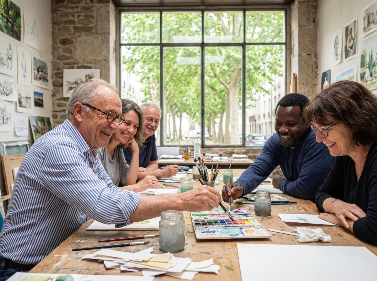 Homme âgé partageant des techniques d