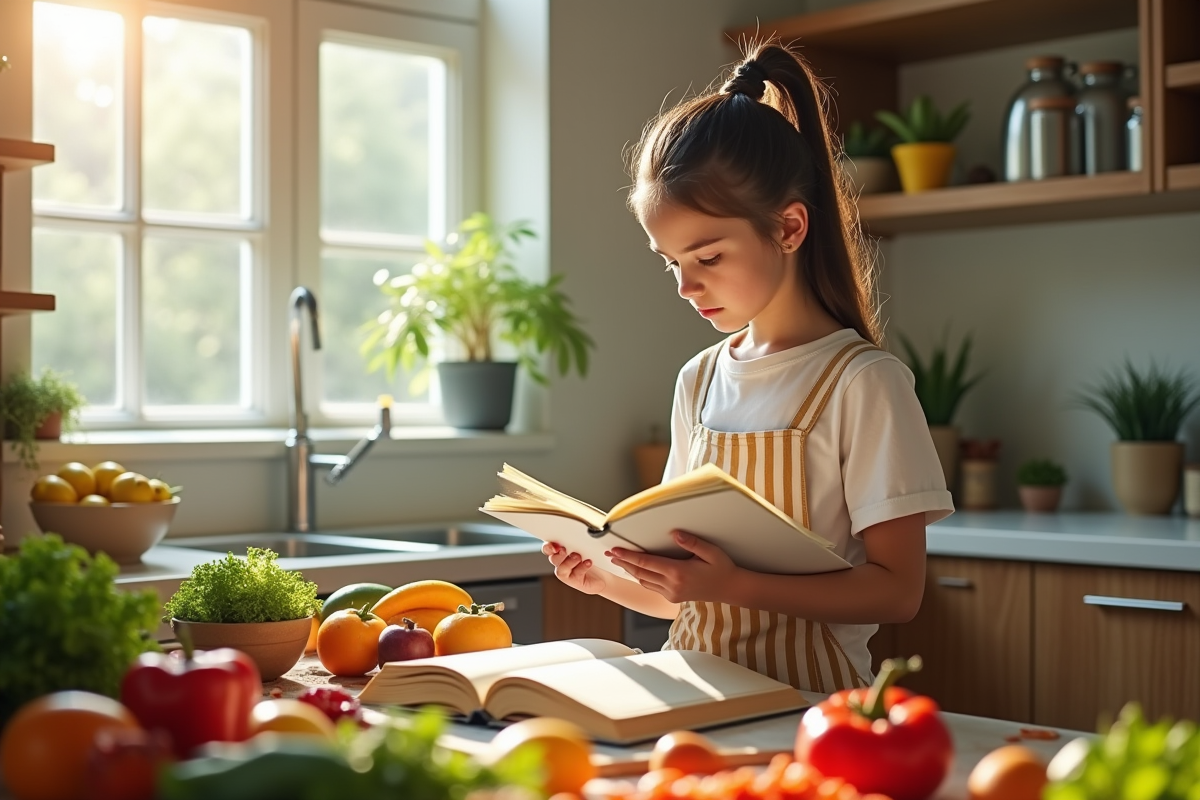 Étudiant préparant un repas sain dans une cuisine moderne