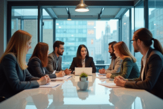 Groupe de jeunes professionnels dans un bureau moderne