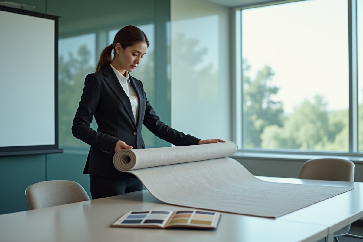 Femme vérifiant tissu d