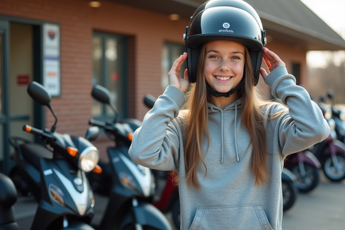 Fille en hoodie près d