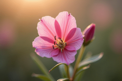 Fleur d'epilobium rose en gros plan en extérieur