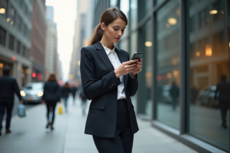 Jeune femme professionnelle dans la ville en blazer